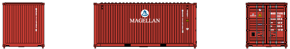 Jacksonville Terminal Company N 205383 20' Standard Height Corrugated Side Containers Magellen MAGU 2-Pack
