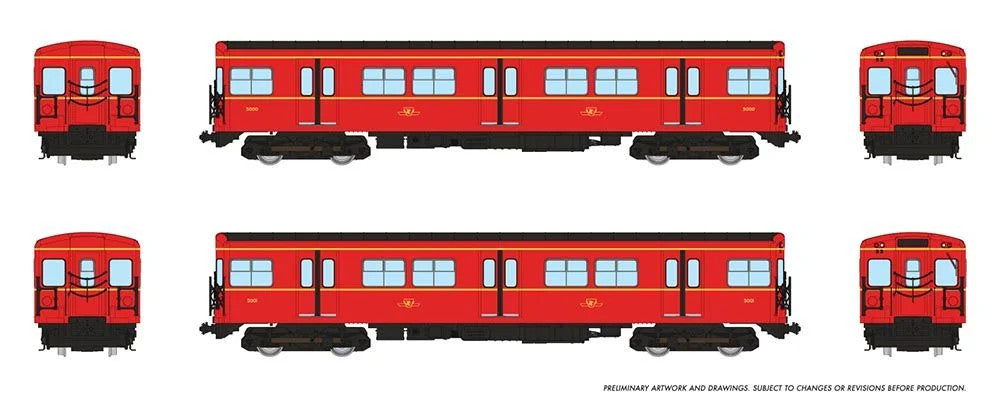 Rapido Trains Inc HO 206004 Unpowered TTC 'G-Class' Subway 'A-B'  2-car Train + Display Platform #5000+5001 2-Car Set