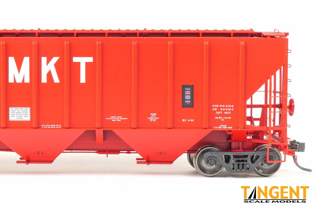 Tangent Scale Models HO 21028-02 Pullman-Standard PS-2 4427 High Side Covered Hopper Missouri-Kansas-Texas 'Delivery Red 4-1968' MKT #9608