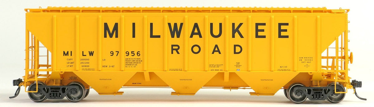 Tangent Scale Models HO 21036-01 Pullman-Standard PS-2 4427 High Side Covered Hopper Milwaukee Road 'Delivery 3-1967' MILW #97885