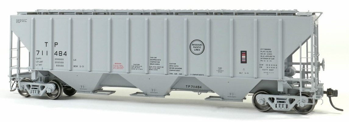 Tangent Scale Models HO 21038-01 Pullman-Standard PS-2 4427 High Side Covered Hopper Texas and Pacific 'Delivery Gray 5-1971' TP #711484