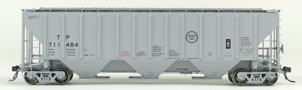 Tangent Scale Models HO 21038-02 Pullman-Standard PS-2 4427 High Side Covered Hopper Texas and Pacific 'Delivery Gray 5-1971' TP #711496