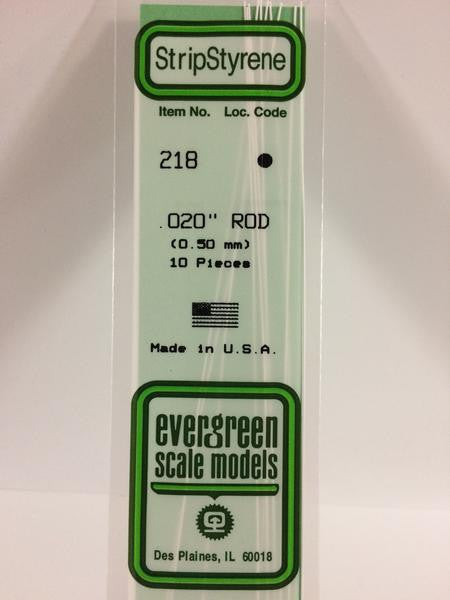 Evergreen Scale Models 218 - .020" Diameter Styrene Rod - 10 pieces