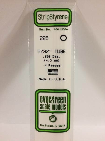Evergreen Scale Models 225 - .156" Diameter Styrene Tubing - 4 pieces