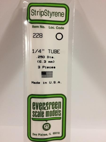 Evergreen Scale Models 228 - .250" Diameter Styrene Tubing - 3 pieces