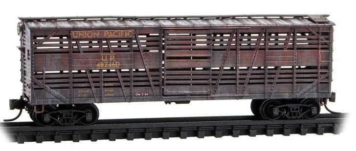 Micro Trains Line N 983 05 046 40' Despatch Stock Car Weathered Union Pacific 'Brown' UP 2-Pack