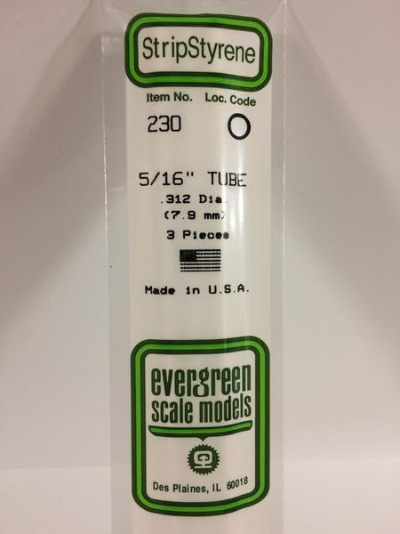 Evergreen Scale Models 230 - .312" Diameter Styrene Tubing - 3 pieces