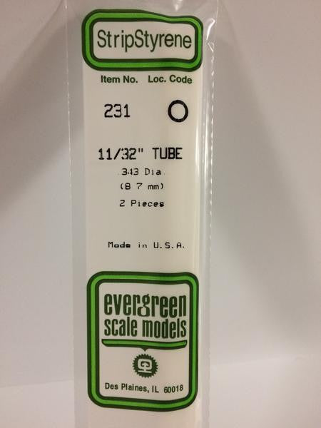 Evergreen Scale Models 231 - .344" Diameter Styrene Tubing - 2 pieces