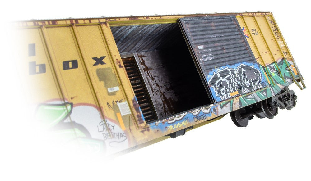 Micro Trains Line HO 5600 002 50' Exterior-Post Welded Steel Boxcar Weathered Railbox RBOX #33916 -  Kit