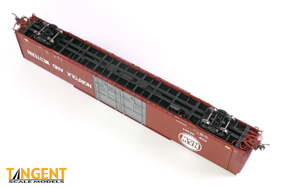 Tangent Scale Models HO 25064-01 Greenville 86′ Double Plug Door Box Car Norfolk & Western 'Delivery 1964 Brown' 1965+ Era NW #52962