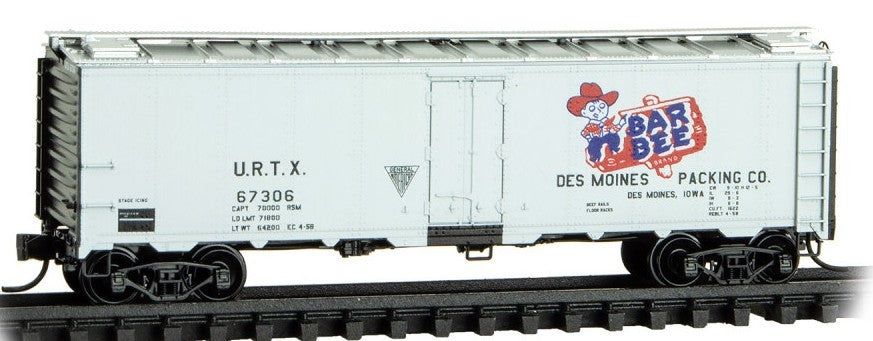 Micro Trains Line N 059 00 300 40' Steel Ice Reefer Bar Bee Meat Packing Company URTX #67306