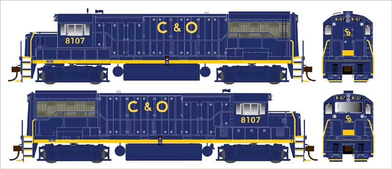 Bowser Executive Line HO 25127 DCC Ready GE U25B Phase IIa Locomotive C & O 'Solid Blue - Merger Renumbering' C&O #8106