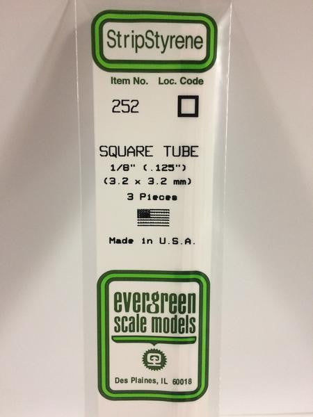 Evergreen Scale Models 252 - .125" Styrene Square Tubing - 3 pieces