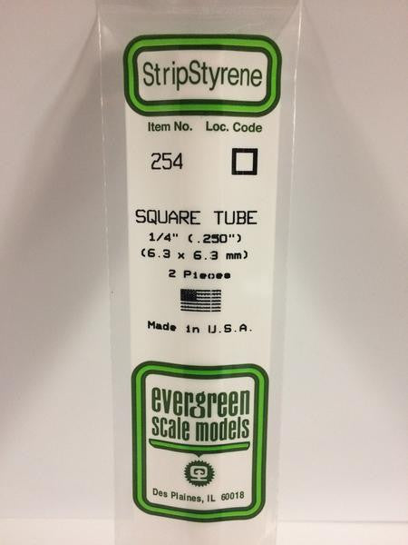 Evergreen Scale Models 254 - .250" Styrene Square Tubing - 2 pieces