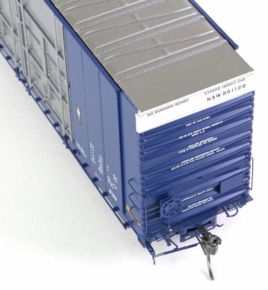 Tangent Scale Models HO 25525-02 Greenville 86′ Quad Plug Door Box Car Norfolk & Western 'Delivery 12-1969 Blue' N&W #861123