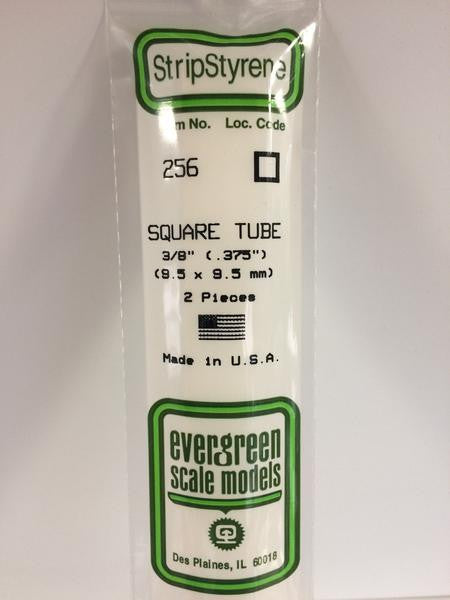 Evergreen Scale Models 256 - .375" Styrene Square Tubing - 2 pieces