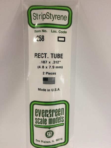 Evergreen Scale Models 258 - .188" X .312" Styrene Rectangular Tubing - 2 pieces