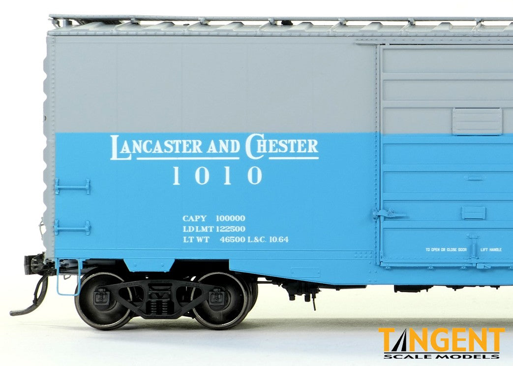 Tangent Scale Models HO 26015-02 Pullman-Standard 40′ PS-1 9′ Door Boxcar Lancaster & Chester "Blue & Gray 1964+" L&C #1010