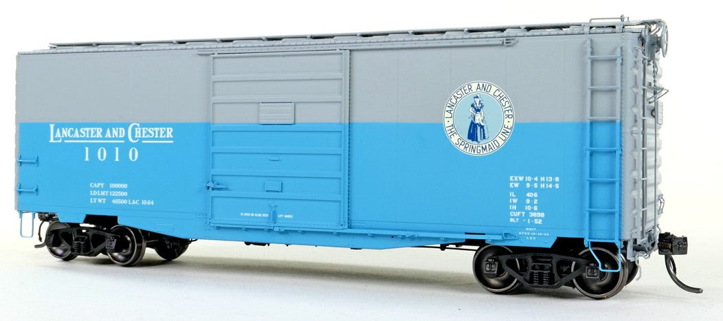 Tangent Scale Models HO 26015-02 Pullman-Standard 40′ PS-1 9′ Door Boxcar Lancaster & Chester "Blue & Gray 1964+" L&C #1010