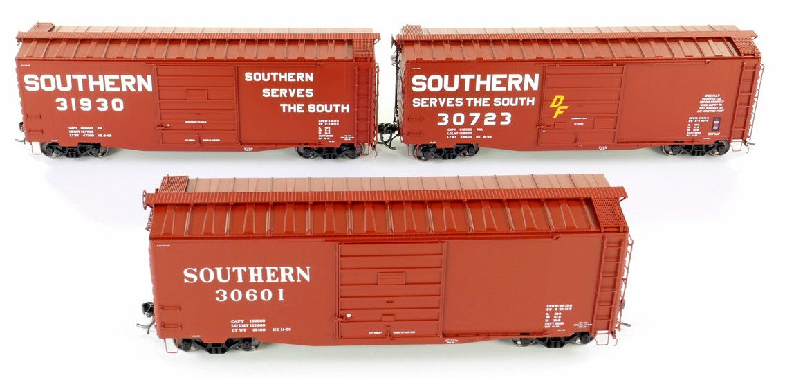 Tangent Scale Models HO 26017-01 Pullman-Standard 40′ PS-1 9′ Door Boxcar Southern "Repaint 1958+" SOU #30558