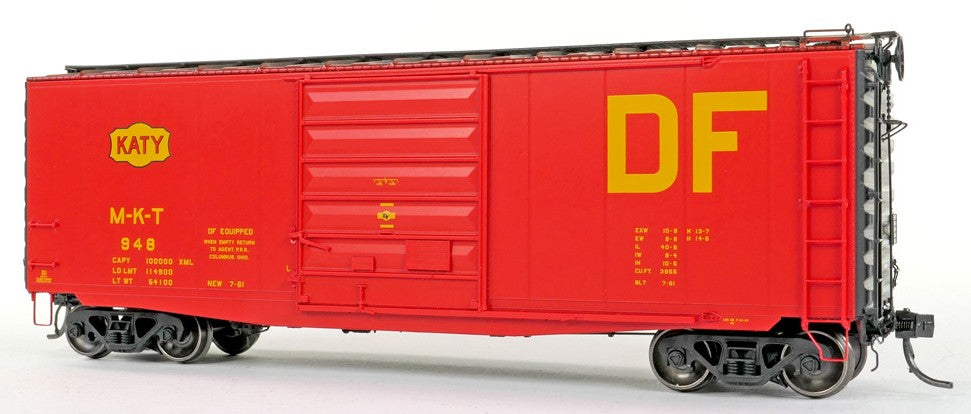 Tangent Scale Models HO 26025-02 Pullman-Standard 40′ PS-1 9′ Door Boxcar Missouri–Kansas–Texas "Delivery 7-1961" M-K-T #943
