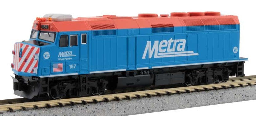 Kato N 1769107-LS-DMW  with DCC/ESU LokSound V5 5 EMD F40PH Commuter Version Locomotive w/ Ditch Lights Metra #157 'City of Palatine'