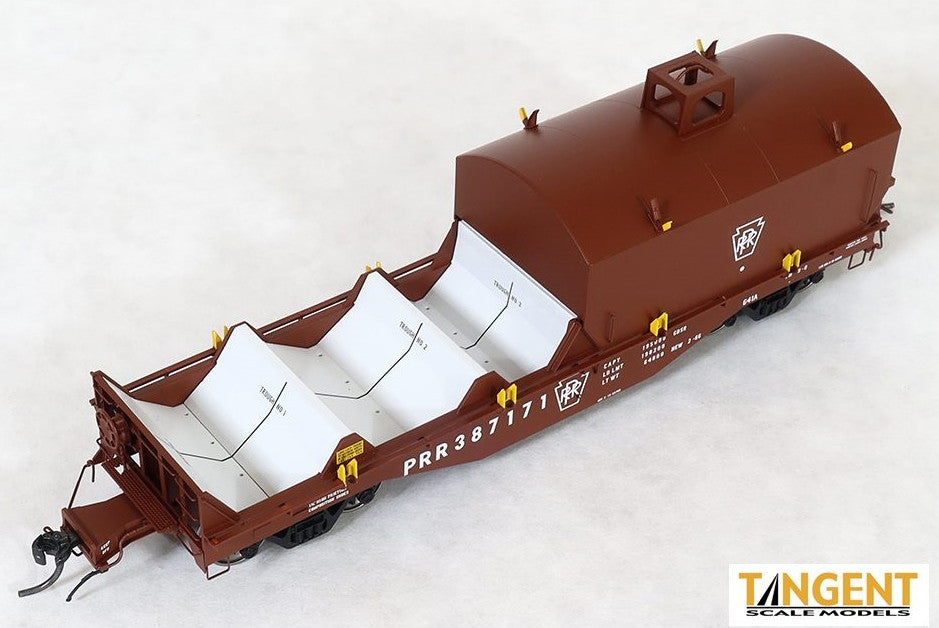 Tangent Scale Models HO 27010-01 PRR Samuel Rea Shops G41A Coil Car 'G41A Delivery 1966' w/ Hoods Pennsylvania Railroad PRR #387121