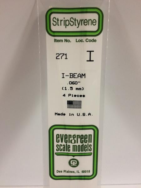 Evergreen Scale Models 271 - .060" Styrene I-Beam - 4 pieces