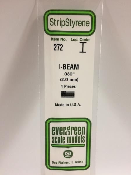 Evergreen Scale Models 272 - .080" Styrene I-Beam - 4 pieces