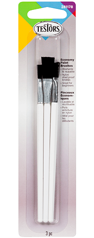 Testors Paint Brushes TES281178 Economy 3 Pack with 3 sizes of Flat Brushes