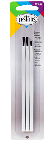 Testors Paint Brushes TES281201 Economy 3 Pack with 2 Flat and 1 Pointed Brushes