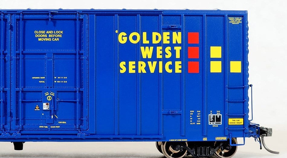 Tangent Scale Models HO 29013-08 Gunderson Brothers 50' 6089cf High Cube Double Plug Door Box Car Golden West Service 'B-70-43 Repaint 1996+' GVSR #742068