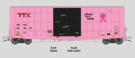 Aurora Miniatures EXCLUSIVE HO 305049 Gunderson / Greenbrier 6276 cf 50′ Plate F Boxcar TTX 'On Track for A Cure' FBOX #504927