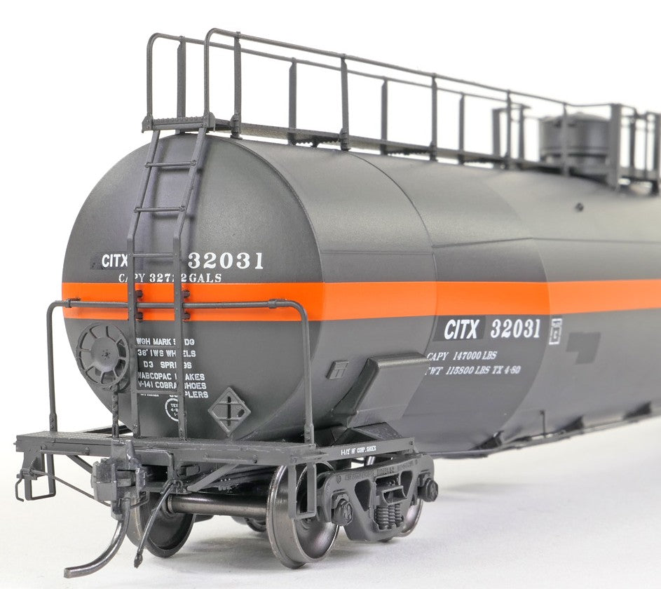 Tangent Scale Models HO 31221-03 NACC 1979+ Jacketed 33,000G Dual Diameter Insulated LPG Tank Car "CITX Black Restencil 1987+" CITX #32032