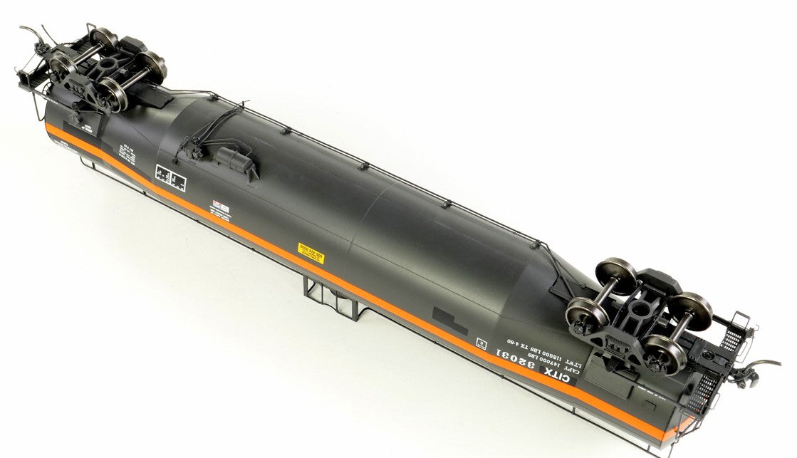 Tangent Scale Models HO 31221-03 NACC 1979+ Jacketed 33,000G Dual Diameter Insulated LPG Tank Car "CITX Black Restencil 1987+" CITX #32032