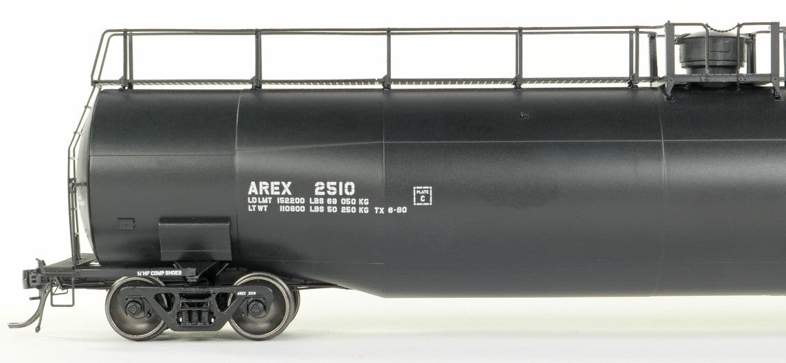 Tangent Scale Models HO 31222-01 NACC 1979+ Jacketed 33,000 Dual Diameter Insulated LPG Tank Car "AREX Black Lease Repaint 1991+" AREX 2510