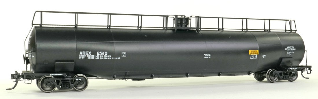 Tangent Scale Models HO 31222-01 NACC 1979+ Jacketed 33,000 Dual Diameter Insulated LPG Tank Car "AREX Black Lease Repaint 1991+" AREX 2510