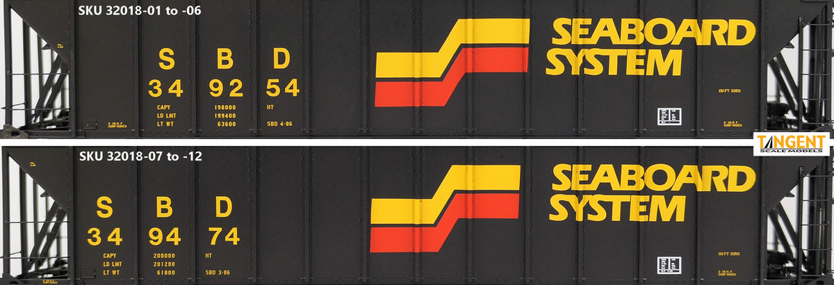 Tangent Scale Models HO 32018-01 Bethlehem Steel 3350CuFt Quad Coal Hopper Seaboard System 'Seaboard Repaint 1986+' SBD #349129