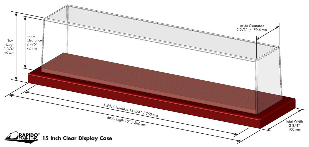 Rapido Trains Inc HO 320511 15 inch Clear Display Case