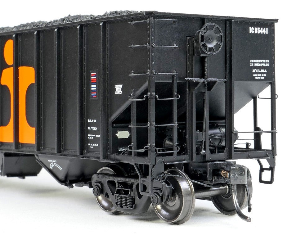 Tangent Scale Models HO 32113-02 IC Centralia Shops 3834CuFt Quad Coal Hopper Illinois Central 'Delivery Black 1969' IC #85013