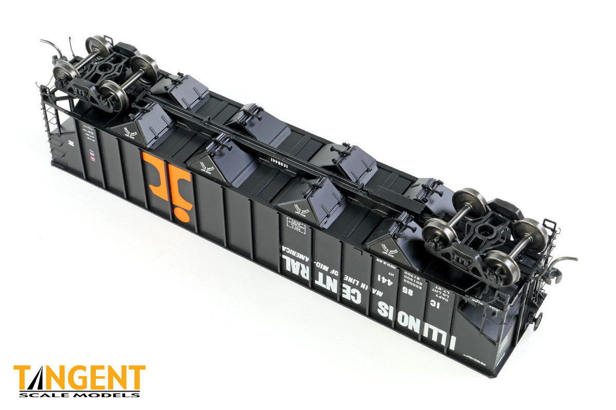 Tangent Scale Models HO 32113-14 IC Centralia Shops 3834CuFt Quad Coal Hopper Illinois Central 'Delivery Black 1969' IC #85295