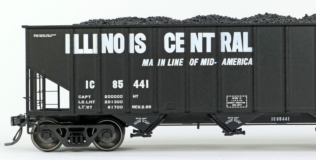 Tangent Scale Models HO 32113-04 IC Centralia Shops 3834CuFt Quad Coal Hopper Illinois Central 'Delivery Black 1969' IC #85037