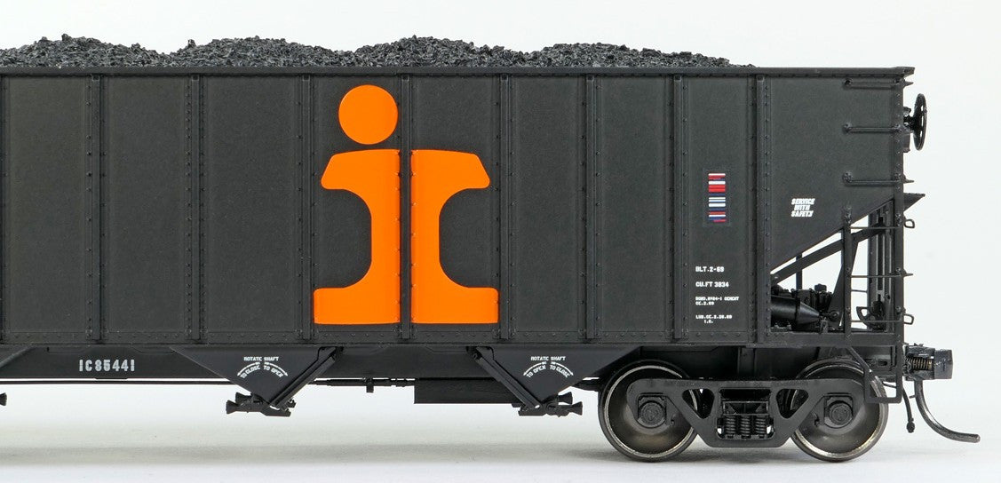 Tangent Scale Models HO 32113-19 IC Centralia Shops 3834CuFt Quad Coal Hopper Illinois Central 'Delivery Black 1969' IC #85352