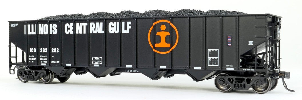 Tangent Scale Models HO 32114-13 IC Centralia Shops 3834CuFt Quad Coal Hopper Illinois Central Gulf 'Delivery Black 1977' ICG #363153