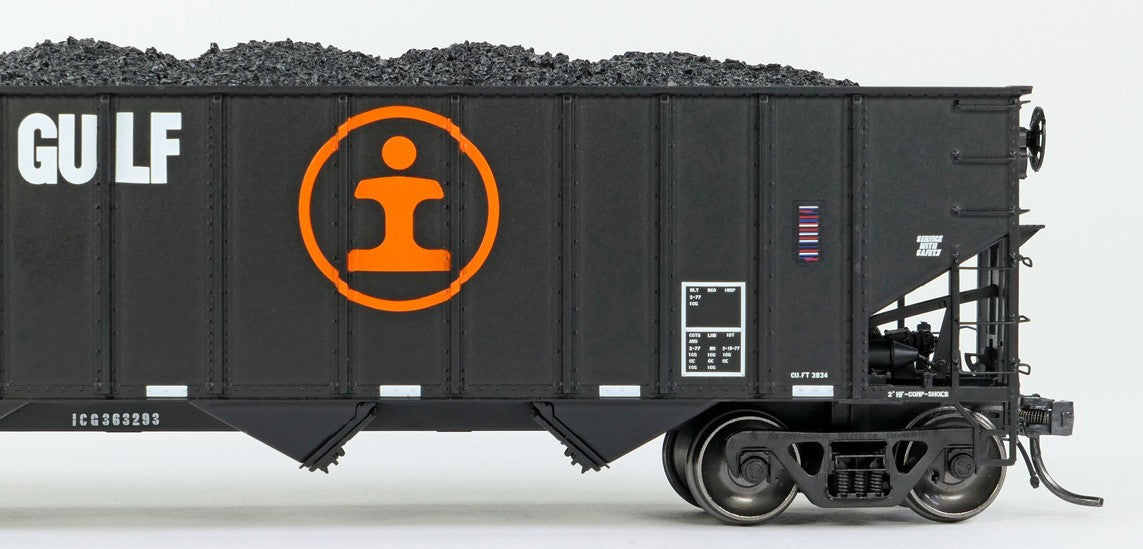 Tangent Scale Models HO 32114-12 IC Centralia Shops 3834CuFt Quad Coal Hopper Illinois Central Gulf 'Delivery Black 1977' ICG #363134