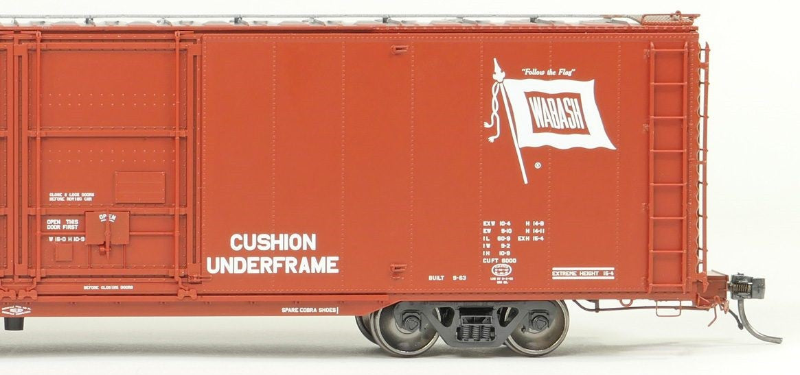 Tangent Scale Models HO 33013-05 Greenville 6,000CuFt 60' Double Door Box Car Wabash 'Delivery Red 9-1963' WAB #50091