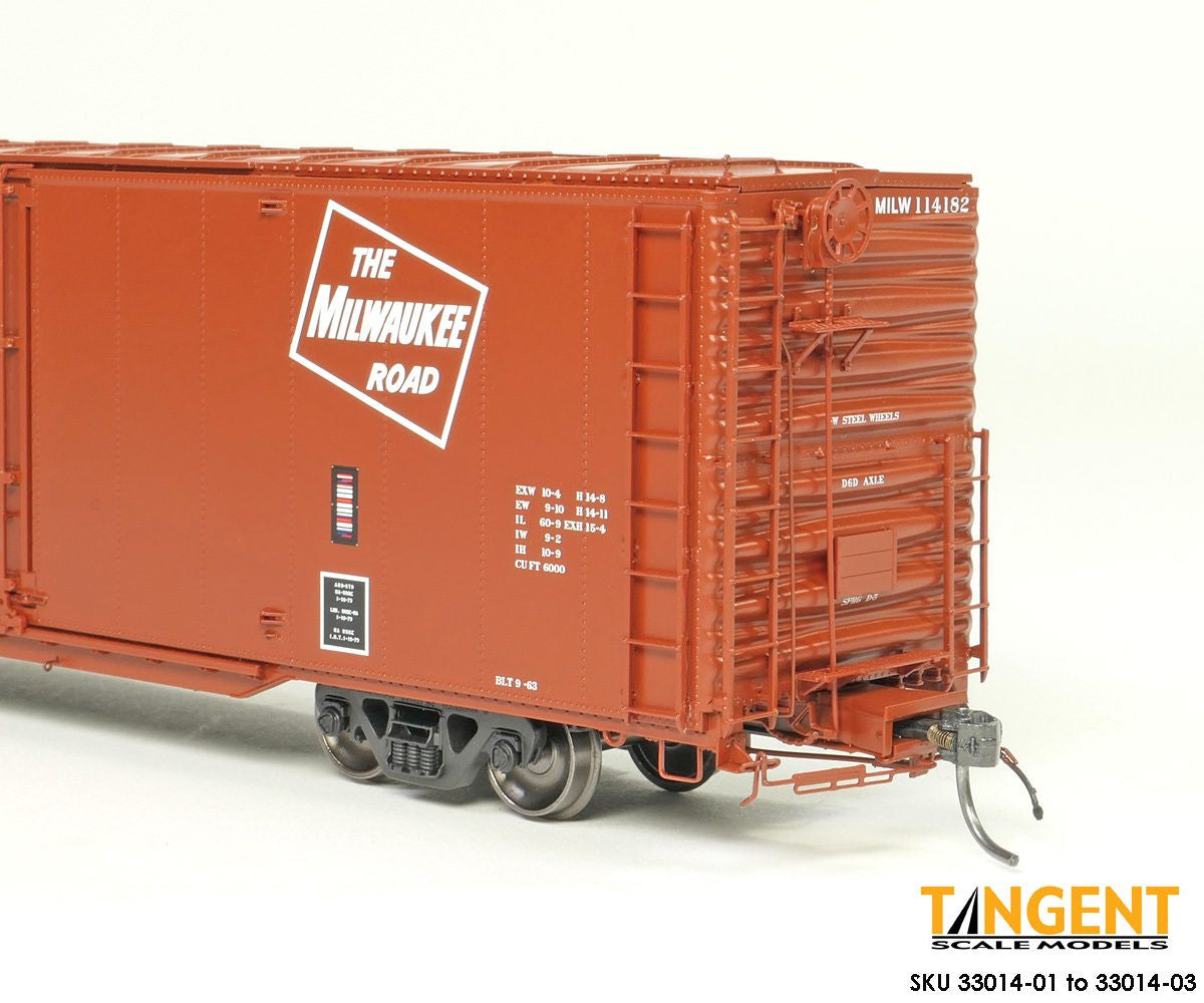 Tangent Scale Models HO 33014-03 Greenville 6,000CuFt 60' Double Door Box Car Milwaukee Road 'Red Repaint 1973+' MILW #114182