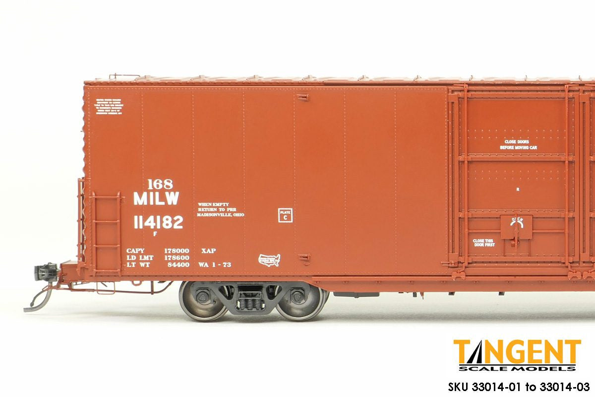 Tangent Scale Models HO 33014-03 Greenville 6,000CuFt 60' Double Door Box Car Milwaukee Road 'Red Repaint 1973+' MILW #114182