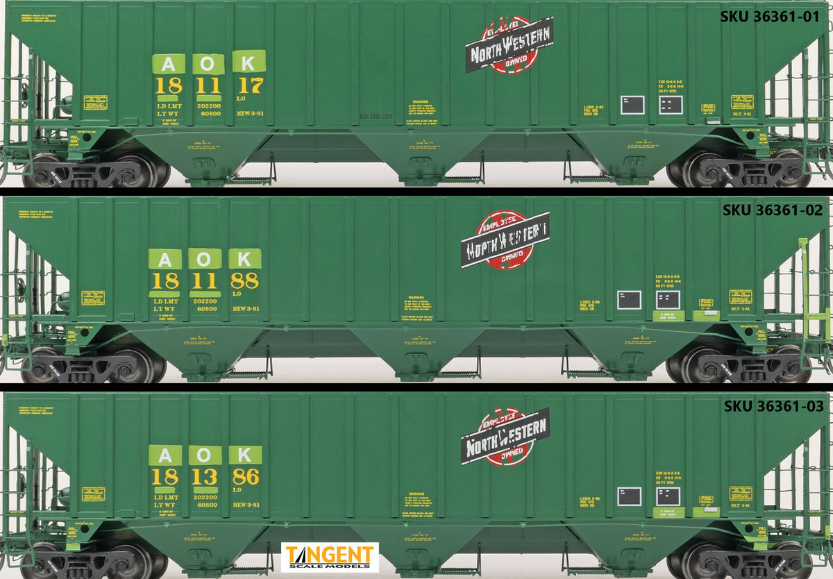 Tangent Scale Models HO 36361-02 PS4750 Covered Hopper Arkansas-Oklahoma Railroad ex-CNW Restencil 2006+ AOK #181188