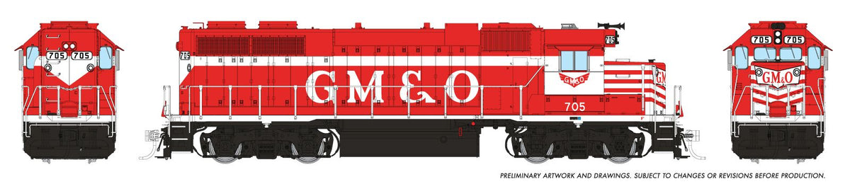 Rapido Trains Inc HO 38057 DCC Ready EMD GP38 GM&O "Red & White Stripe" GM&O #709